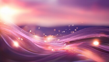 abstract dreamy pink waves with sparkling lights at sunset