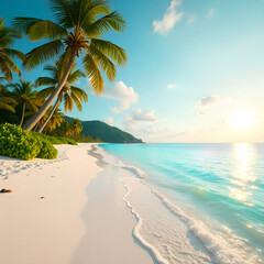 Obraz premium Golden Hour: Sunsets Over the Tranquil Beach