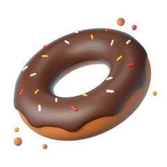 chocolate donut isolated on white,chocolate covered donut