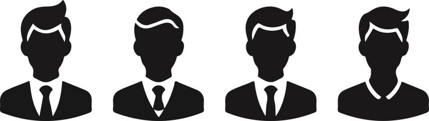 Male Profile Vector Set. Avatar Vector of Man. Black Color Vector Set of Man Face or Head