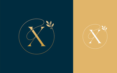 Abstract Initial letter X with nature leaf logo design vector illustration