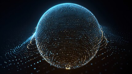 glowing sphere digital particles flow