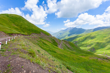Naklejka premium The beautiful mountainous landscape of Upper Khevsureti, Georgia