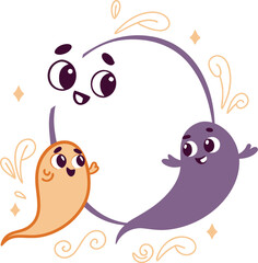 A funny cartoon illustration of a cute baby sea animal set, perfect for a child's coloring design