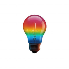 A rainbow colored light bulb isolated against a black background view