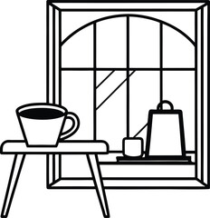 Fototapeta premium Study Lounge with Big Window and Armchair Vector