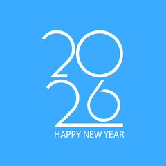 Thin 2026 Typography with Background, Minimal Elegant Vector Design, Editable Formats: AI, EPS, JPG, PNG, Ideal for Both Digital and Print Use
