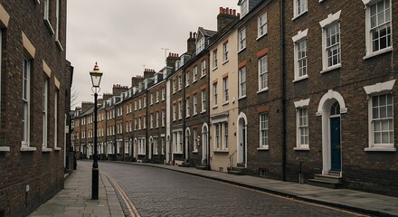 Obraz premium Contemporary traditional brick terraced houses in london. england architecture with scenic surroundings