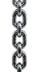 Obraz premium Heavy steel chain links hanging against a plain background, showcasing their strength and interconnectivity in a vertical arrangement