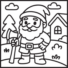 Fantasy Cozy Retreat – Bold Line Art Coloring Page with Magical Elements
