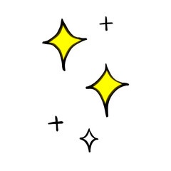 Sparkling Yellow Stars – Hand Drawn Minimal Shine Effect PNG
