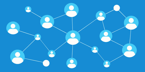 Social network connection concept illustrating global communication and community links through a futuristic 3D atomic structure of connected people and business