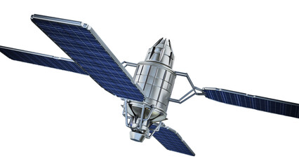 Obraz premium Communication satellite on transparent background. 3D illustration