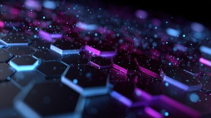 glowing hexagons digital particles