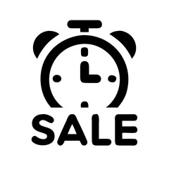 Alarm clock icon with SALE text, copy space