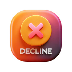 Obraz premium 3D Orange and pink decline button with x symbol isolated on transparent background