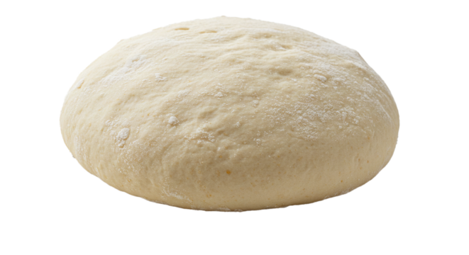 A close up shot of a ball of dough resting on a surface ready for baking or cooking a meal item on transparent background