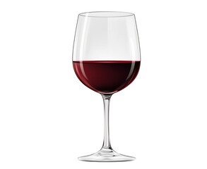 Elegant vector illustration of a glass of red wine against a transparent background