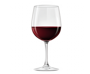 Elegant vector illustration of a glass of red wine against a transparent background