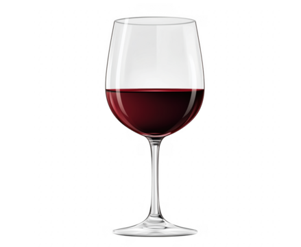Elegant vector illustration of a glass of red wine against a transparent background