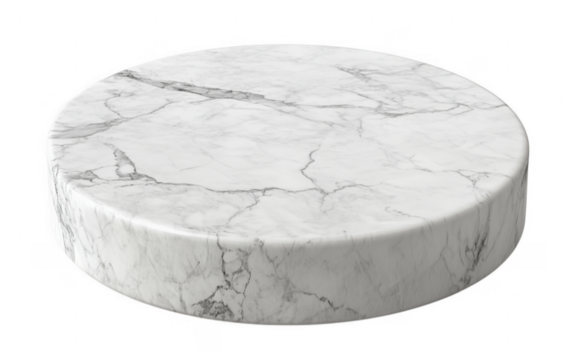 Elegant round marble display platform isolated against a transparent background perfect for product presentation - Powered by Adobe