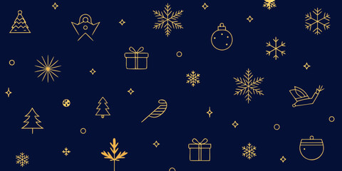 Fototapeta premium Seamless pattern with Christmas trees and stars, perfect for a winter holiday or New Year's celebration design