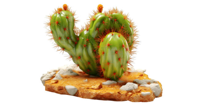 Cactus plant desert green red spines botanical illustration isolated object on transparent background