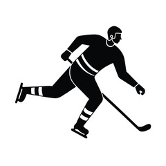 Fototapeta premium Hockey Player Running with Puck – Silhouette Vector Art