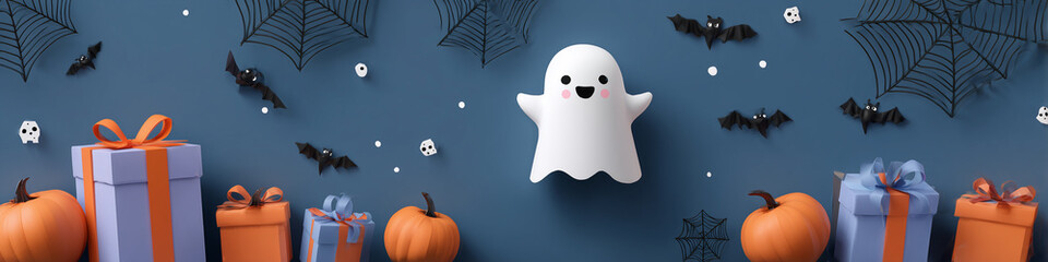 Halloween Arrangement with Ghost, Bats, and Presents