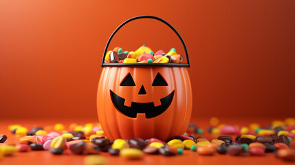 Halloween Candy Bucket Overflowing with Sweet Treats