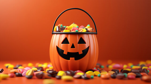 Halloween Candy Bucket Overflowing with Sweet Treats