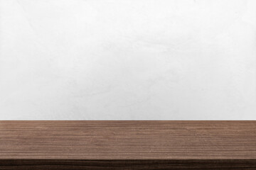 Empty wooden table top and color dark or gray wall background for showing products and advertisers. Template mock up for display of product. product promotion in the wall. for display or montage.