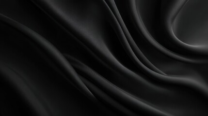 Fototapeta premium Smooth black fabric folds