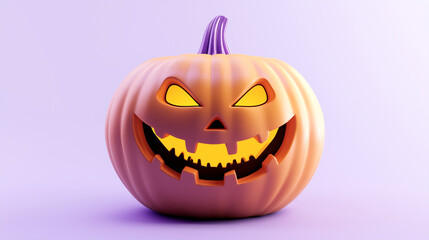 Halloween Pumpkin with Glowing Eyes and Evil Smile