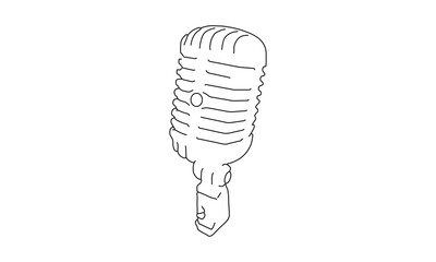 Vintage Microphone – Minimalist Line Drawing of Retro Music Equipment