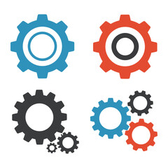 Colorful Gear Icon Set for Engineering Technology and Mechanical Concepts