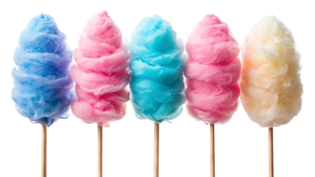 pink and blue cotton candy candy on white background