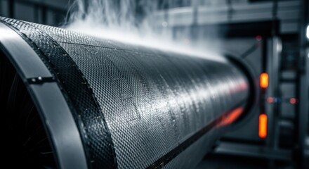 Closeup of composite material surface on business jet inlet tested under supersonic flow conditions in advanced aerospace testing facility.