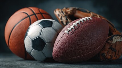 Sports balls close up