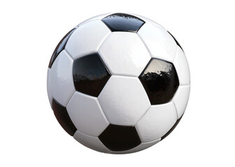 A realistic detailed soccer ball isolated on a transparent background for sports themes