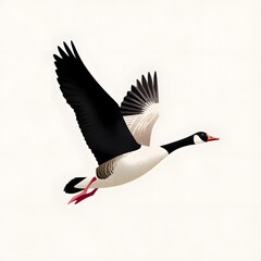 A stylized illustration of a canada goose in flight against a plain white background artwork style