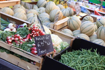 Fresh produce displayed at a market in south of France