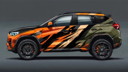 SUV with aggressive graphic wrap