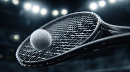 Tennis racket and ball in action