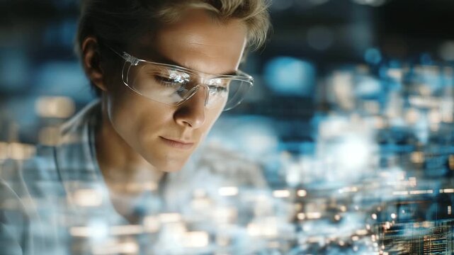 Scientist Conducting Microelectronics Research in Modern Lab
