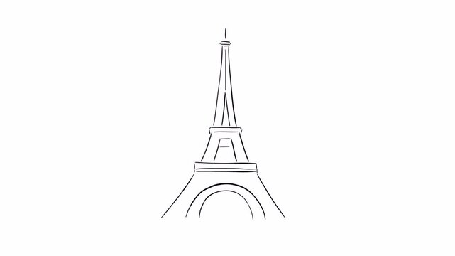 Eiffel Tower in Paris sketch. Video clip with alpha channel.