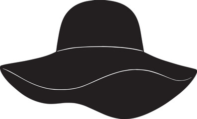 Black wide brimmed hat with white accent band fashion accessory