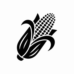 corn, maize, cob, vegetable, farming, agriculture, icon, vector, silhouette, harvest, food, organic, plant, kernel, crop, black, illustration, minimal, nature, produce, fresh, grain, husk, nutrition, 
