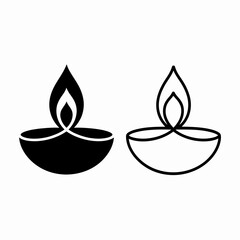 diya, lamp, vector, icon, outline, minimal, illustration, hindu, deepavali, light, fire, flame, candle, celebration, spiritual, culture, indian, festival, religious, tradition, symbolic, glow, worship