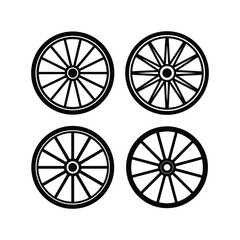 Fototapeta premium wagon wheel stock set of silhouette vector illustration